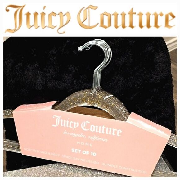 Juicy Couture Home Clear & Gold Speced Notched Shoulders Space Saving H… - Picture 2 of 8